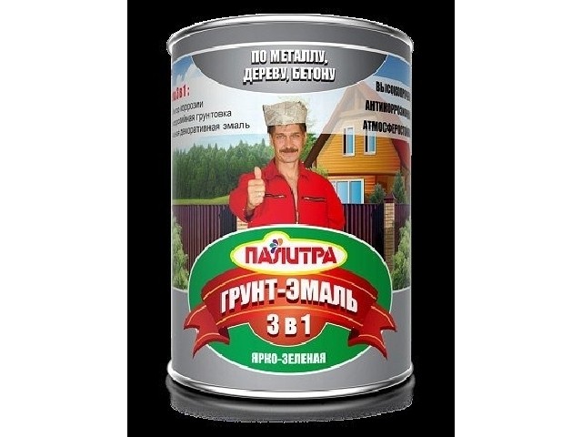 Палитра Грунт-эмаль алкидная 3в1 зеленая 0,9 кг